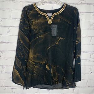 Chico’s size 0/small black sheer top - BNWT!
